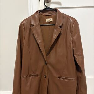 Brown Leather Blazer by